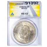1948 Mo 5P Mexico Pesos ANACS MS63
