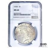 1935 Silver Peace Dollar NGC MS64