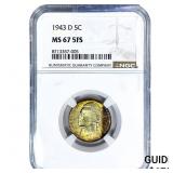 1943-D Jefferson Nickel NGC MS67 5FS