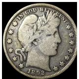 1892 Silver Half Dollar (Barber) LIGHTLY CIRCULATE