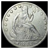 1855-O Arrows Silver Seated Liberty Half  Dollar