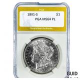 1891-S Morgan Silver Dollar PGA MS64 PL