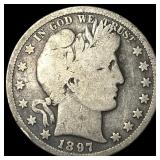 1897-S Silver Barber Half Dollar NICELY CIRCULATED