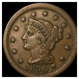 1850 Braided Hair Large Cent NEARLY UNCIRCULATED