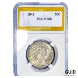 1943 Walking Liberty Half Dollar PGA MS66