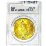 1908 $20 Gold Double Eagle Blanchard MS62