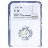 1938 Mercury Silver Dime NGC PF67