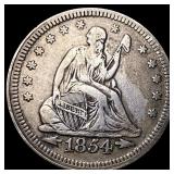 1854 Arrows Seated Liberty Quarter LIGHTLY CIRCULA
