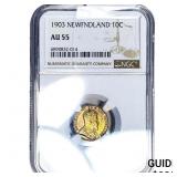 1903 Newfoundland 10 Cents NGC AU55