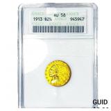 1913 $2.50 Gold Quarter Eagle ANACS AU58