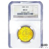 1893 $10 Gold Eagle NGC MS61