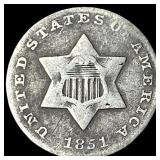 1851 Silver Three-Cent Piece NICELY CIRCULATED