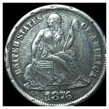 1876-CC Silver Seated Liberty Dime NEARLY  UNCIRC