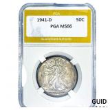 1941-D Walking Liberty Half Dollar PGA MS66
