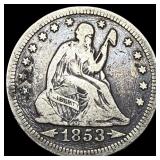 1853 Arrows Seated Liberty Silver Quarter LIGHTLY