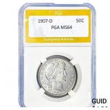 1907-D Barber Half Dollar PGA MS64