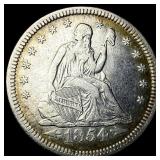 1854 Arrows Seated Liberty Quarter CLOSELY UNCIRCU