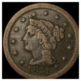 1851 Braided Hair Large Cent LIGHTLY CIRCULATED