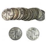 [15 Coins] Mixed Dates Walking Liberty Half Dollar