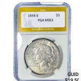 1934-S Silver Peace Dollar PGA MS63