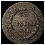1831 Haiti Copper 1 Centime KM 21