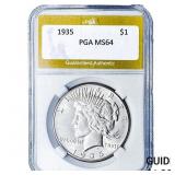 1935 Silver Peace Dollar PGA MS64