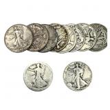 [10 Coins] Mixed Dates Walking Liberty Half Dollar