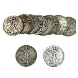 [10 Coins] Mixed Dates Walking Liberty Half Dollar