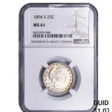 1894-S Barber Quarter NGC MS61