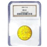 1894 $10 Gold Eagle NGC MS61