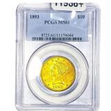 1893 $10 Gold Eagle PCGS MS61