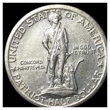 1925 Silver Lexington-Concord Half Dollar CLOSELY