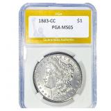 1883-CC Morgan Silver Dollar PGA MS65