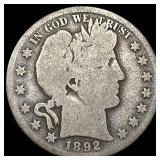 1892-S Silver Barber Half Dollar NICELY CIRCULATED