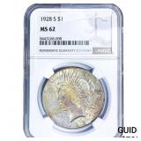 1928-S Silver Peace Dollar NGC MS62