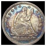 1854 Arrows Seated Liberty Quarter CLOSELY UNCIRCU
