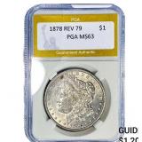 1878 REV 79 Morgan Silver Dollar PGA MS63