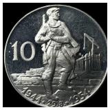 Czechoslovakia Silver 10 Korun Proof KM 41