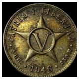 1946 Cuba Copper Nickel 5 Centavos