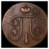 1799 Russia Copper 1 Kopek Handstamped
