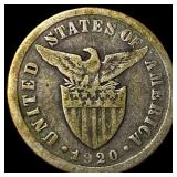 1920 Philippines Silver 10 Centavos