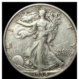 1934-S Silver Walking Liberty Half Dollar NEARLY U