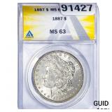 1887 Morgan Silver Dollar ANACS MS63