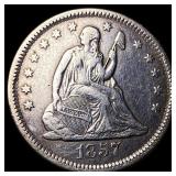 1857-O Silver Seated Liberty Quarter NEARLY UNCIRC