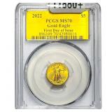 2022 1/10oz Gold American Eagle $5 PCGS MS70