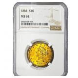 1881 $10 Gold Eagle NGC MS62