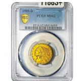 1909-D $5 Gold Half Eagle PCGS MS62