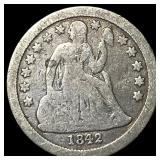 1842 Silver Seated Liberty Dime NICELY CIRCULATED