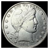 1912-S Silver Barber Half Dollar NEARLY  UNCIRCUL