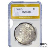 1881-S Morgan Silver Dollar PGA MS65